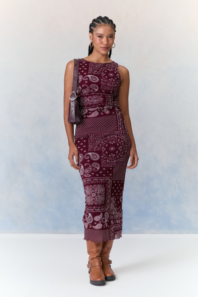 Vestido Midi Tule Nury Vinho