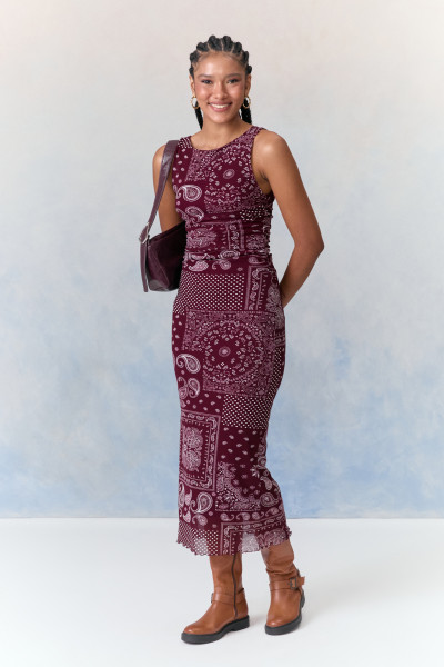 Vestido Midi Tule Nury Vinho