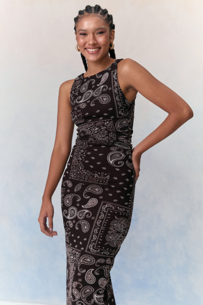 Vestido Midi Tule Nury Marrom