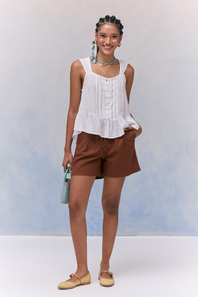 Shorts Com Laço Lea Marrom