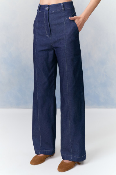 Calça Pantalona Denim Irina Marinho