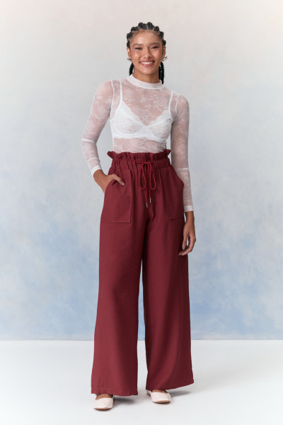 Calça Com Cordão Yuki Marrom