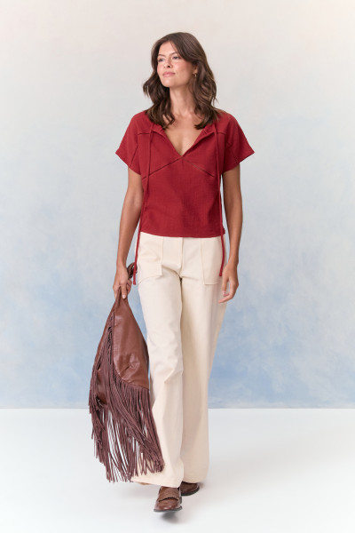 Calça Reta Sarja Bonny Pérola