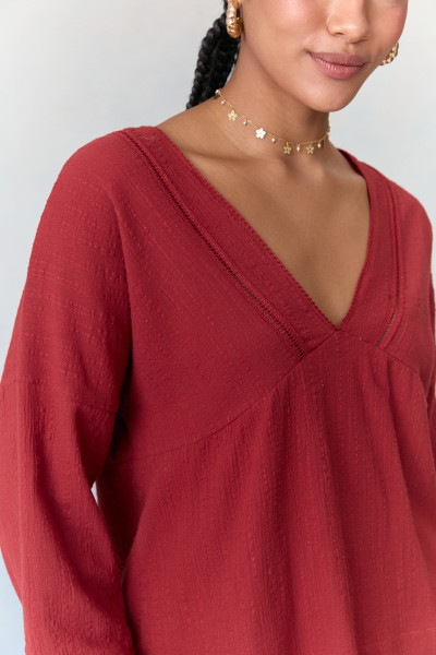 Blusa Bata Cotton Belinda Vermelho