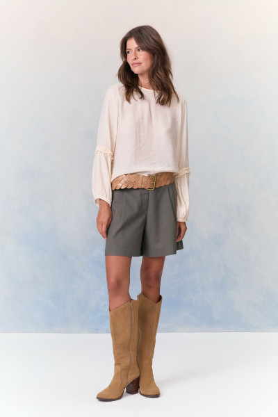 Shorts Alfaiataria Linho Sandy Verde