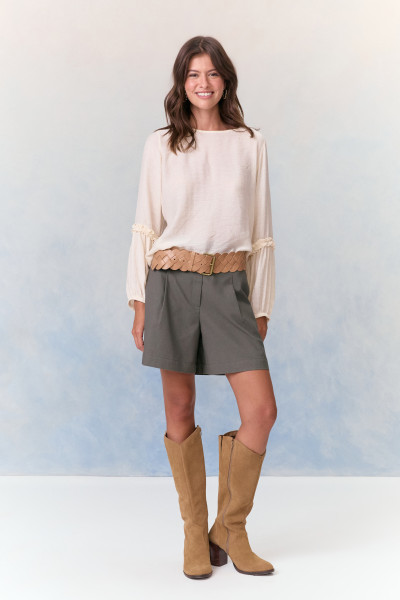 Shorts Alfaiataria Linho Sandy Verde