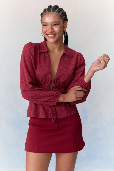 Blusa Laços Cotton Donna Vinho