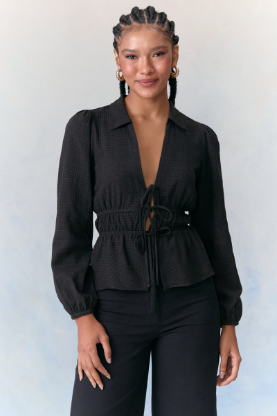 Blusa Laços Cotton Donna Preto