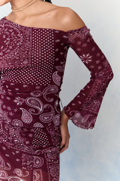 Blusa Assimétrica Tule Sage Vinho