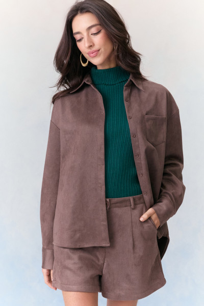 Camisa Cinty Suede Café