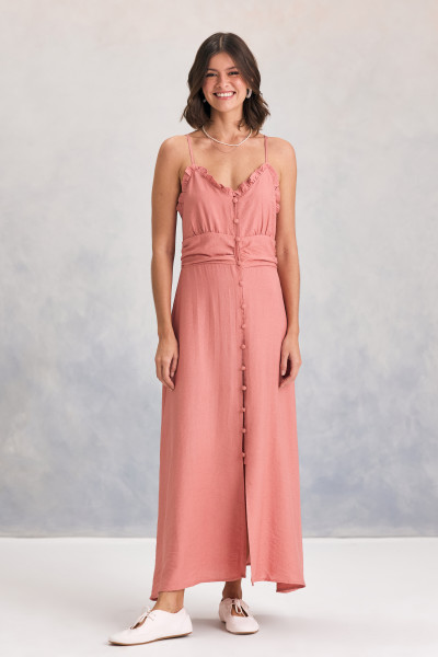 Vestido Midi Botões Rose