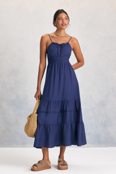 Vestido Midi Lastex Iris Marinho