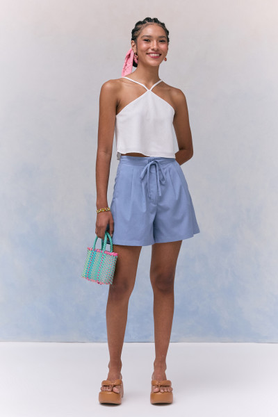 Shorts Com Laço Lea Azul Claro