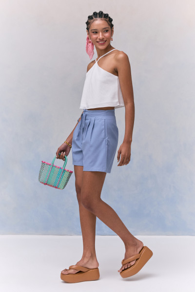 Shorts Com Laço Lea Azul Claro