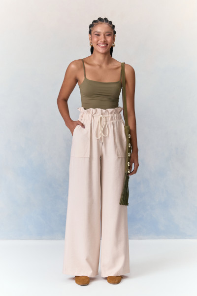 Calça Com Cordão Yuki Areia 