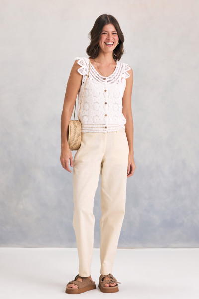 Calça Carrot Anie Cotton Pérola