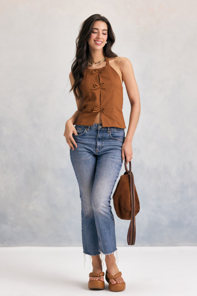 Top Cavado Sayuri Marrom Claro