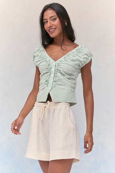 Blusa Decote V Verde Claro