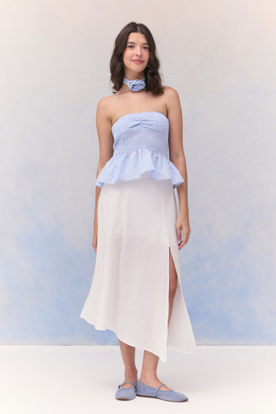 Saia Midi Camila Crepe Off White