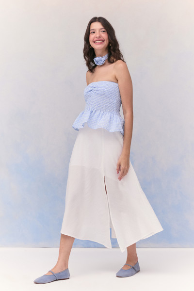Saia Midi Camila Crepe Off White