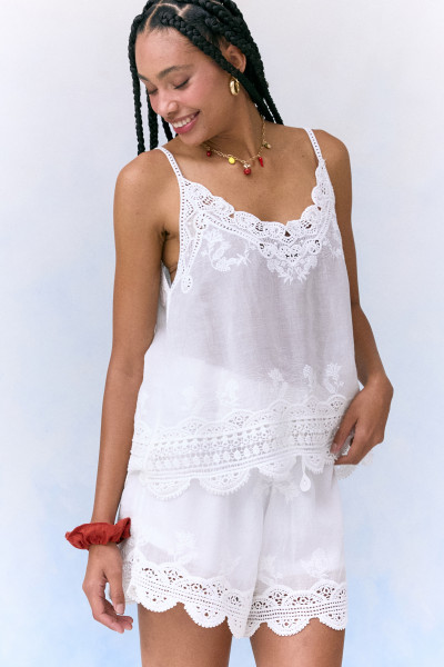 Blusa Detalhe Crochê Nati Off White