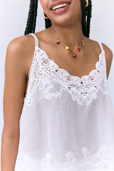 Blusa Detalhe Crochê Nati Off White