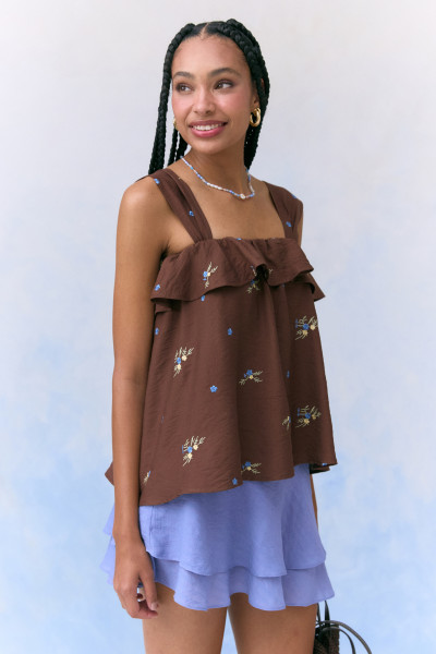 Blusa Babado Elkie Marrom