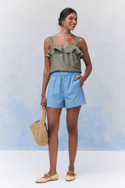 Blusa Babado Elkie Verde Oliva