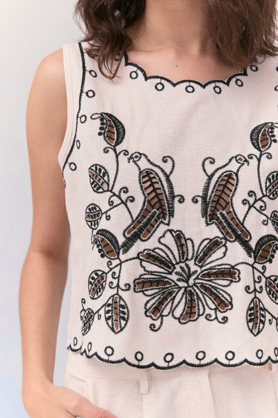 Blusa Bordado Minari Areia