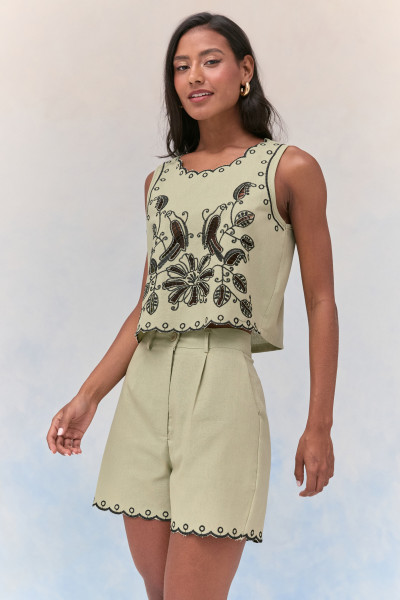 Blusa Bordado Minari Verde Claro