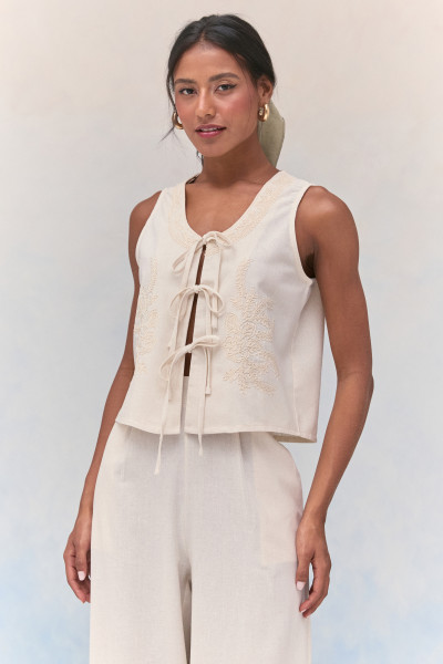 Colete Bordado Ayane Areia