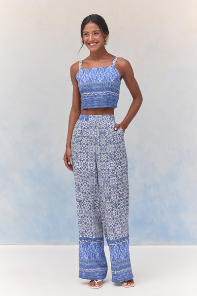 Calça Fluid Estampa Lumi Azul