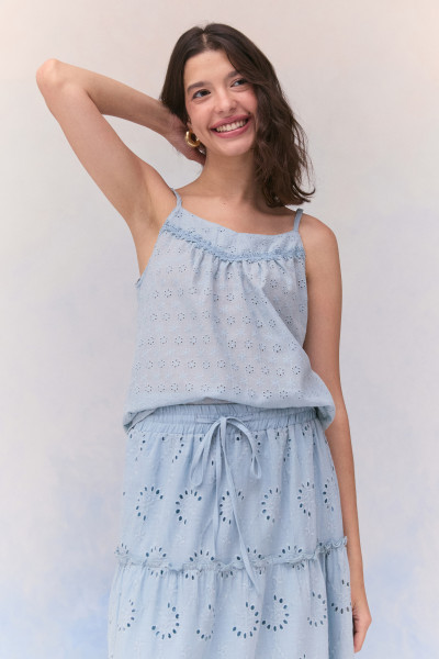 Blusa Laise Alina Azul Claro