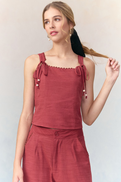 Blusa Corset Lacinhos Terracota