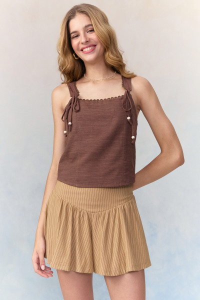 Blusa Corset Lacinhos Marrom