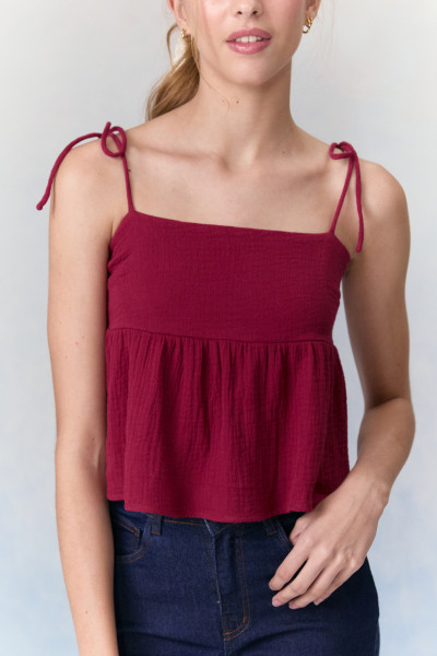Blusa Peplum Cotton Dublado Cereja