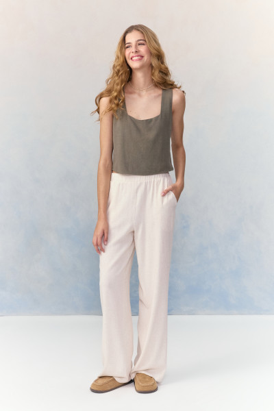 Calça Reta Meli Areia