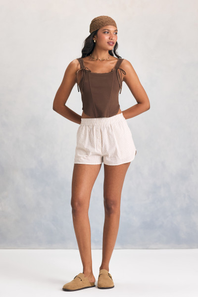 Top Corset Lacinhos Marrom