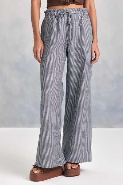 Calça Reta Striped Marinho