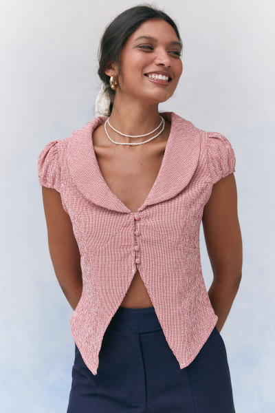 Blusa Quadriculada Viviane Vermelho