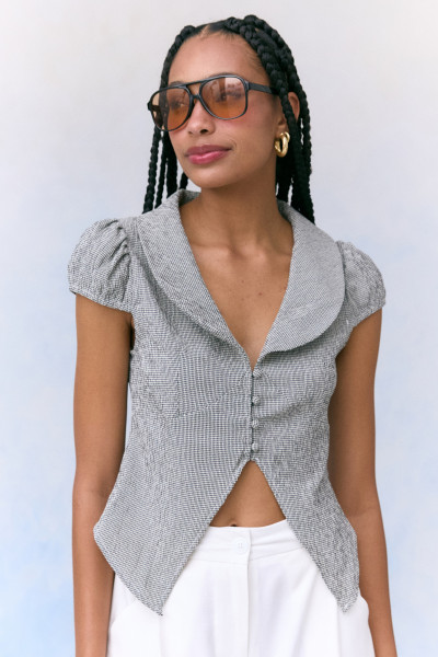 Blusa Quadriculada Viviane Preto