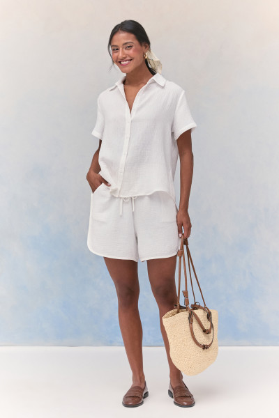 Shorts Cotton Dublado Off White