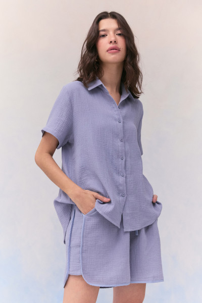 Camisa Cotton Dublado Azul Claro