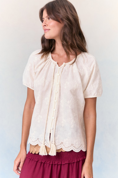 Blusa Bata Viola Bege