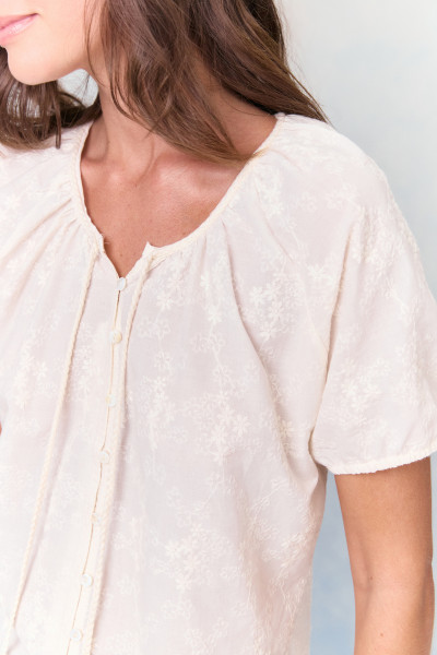 Blusa Bata Viola Bege