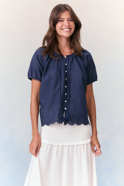 Blusa Bata Viola Marinho