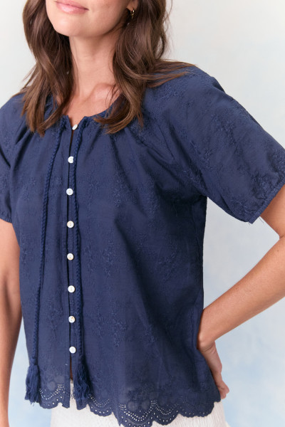 Blusa Bata Viola Marinho