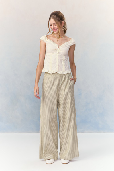 Calça Pantalona Stripes Let Verde