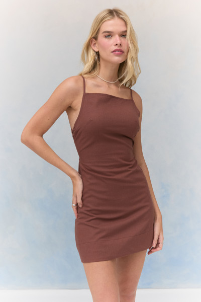Vestido Curto Amane Marrom