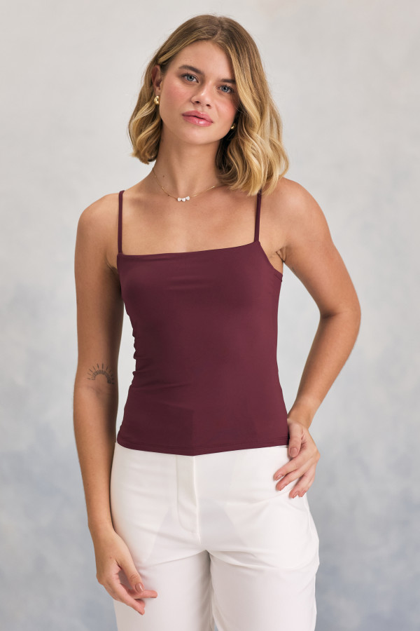 Regata Malha Poli Vinho